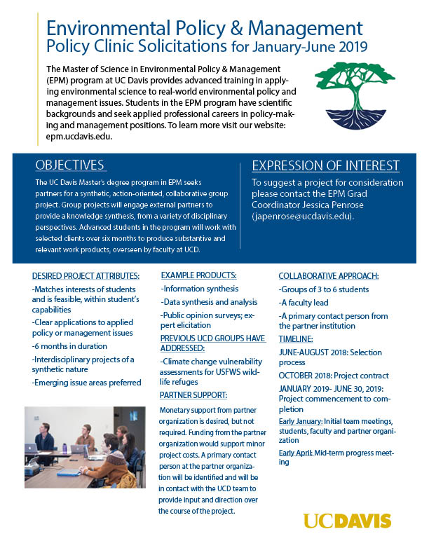 Environmental Policy & Management Policy Clinic Flyer
