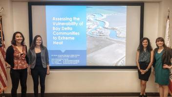 Students working with the Delta Stewardship Council presenting at the State Capital
