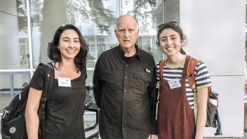 Environmental Policy & Management students Amanda DeMarco and Emily Zakowski featured with former Governor of California, Jerry Brown
