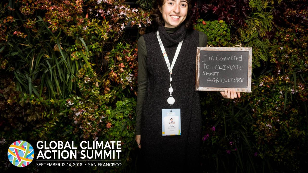 EPM student, Emily Zakowski, at the Global Climate Action Summit.