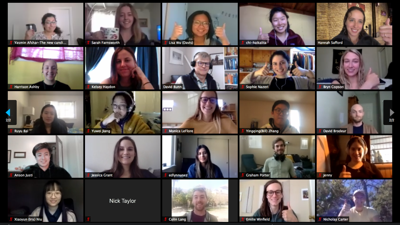 EPM students during the Professional Development Seminar, hosted on Zoom