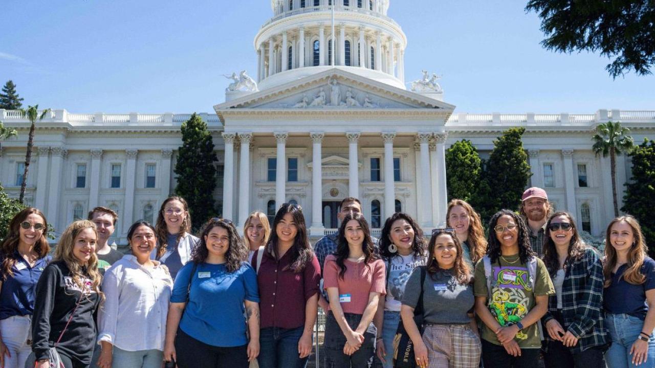 UC Davis EPM staff and prospective students featured in front of the CA State Capitol
