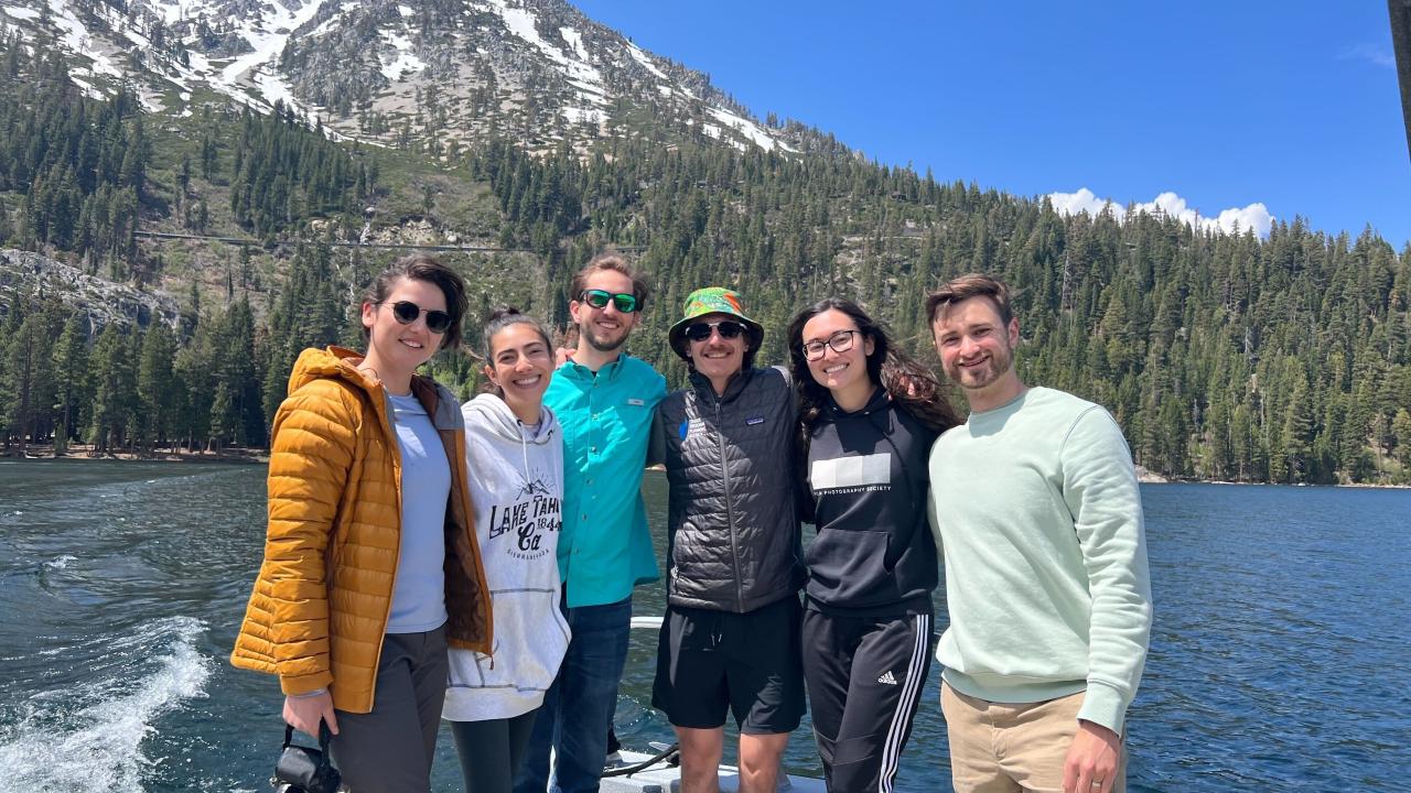 EPM students with client Jacob Stock at Lake Tahoe