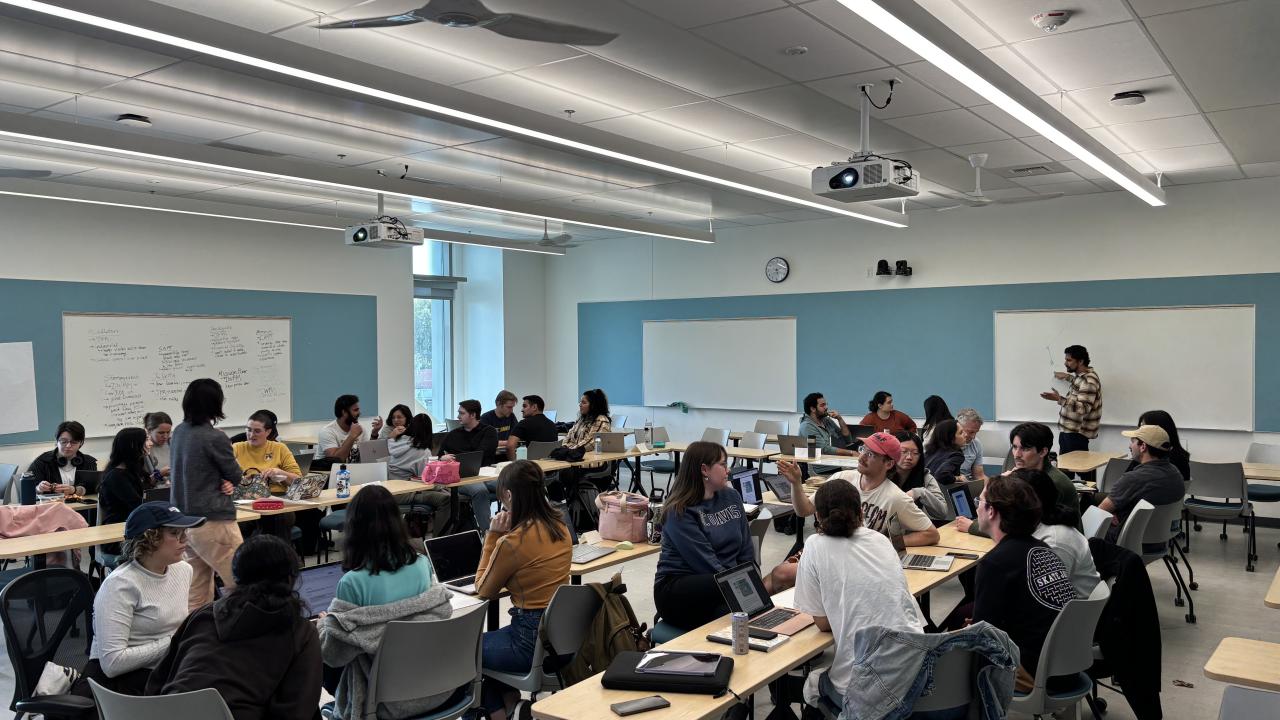 Students in a classroom discussion setting