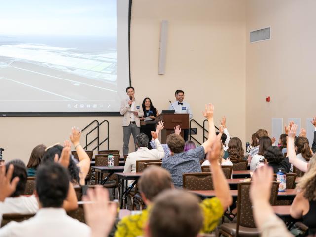 Sean Treacy, Vanessa Buenrostro, Chris Dong and Alex Sanchez engaging the audience at the Environmental Policy Symposium on June 4, 2025.