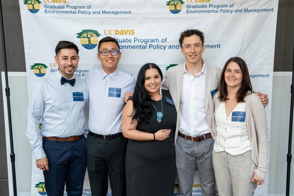 L:R: Alex Sanchez, Chris Dong, Vanessa Buenrostro, Sean Treacy and Marina Mautner. Photo by Jeneieve Bohmann/UC Davis.