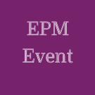 EPM program event text on a purple background